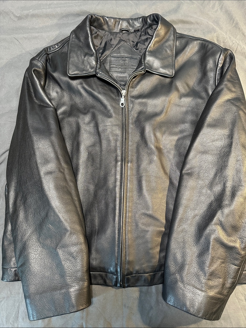 Roundtree & Yorke Black Leather Bomber Jacket